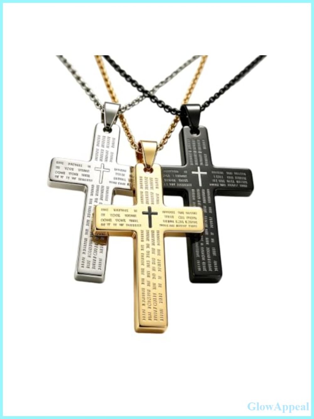 Stainless Steel Cross Necklace Set Lord's Prayer Ball Chain Religious Gift
